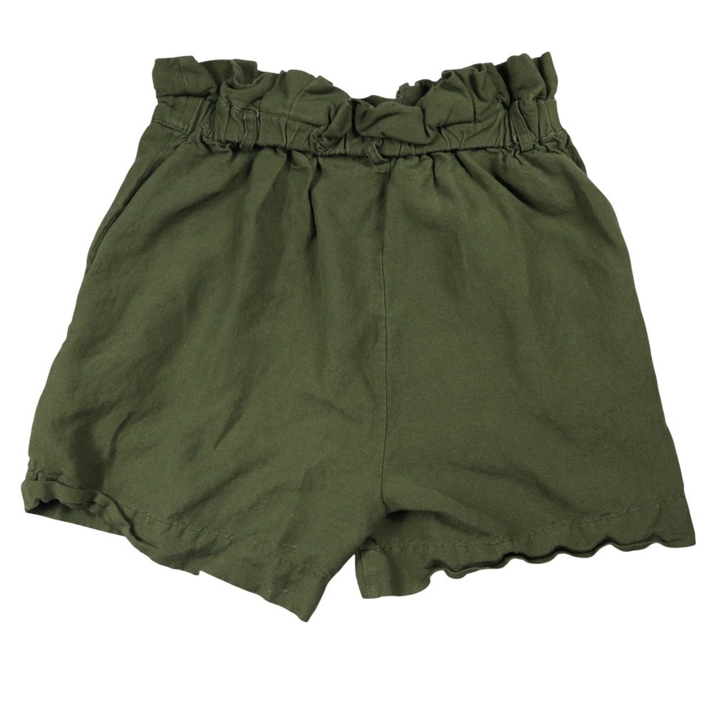Blank NYC Olive Green Linen Blend Paperbag Waist Shorts‎ Womens Small